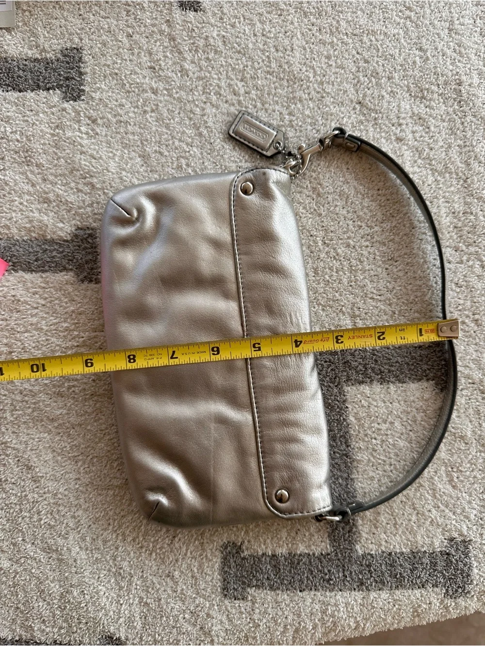 Coach Metallic Taupe Leather Wristlet